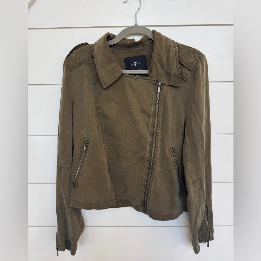 NWT 7 For All Mankind Olive Green Moto Jacket
Size Large